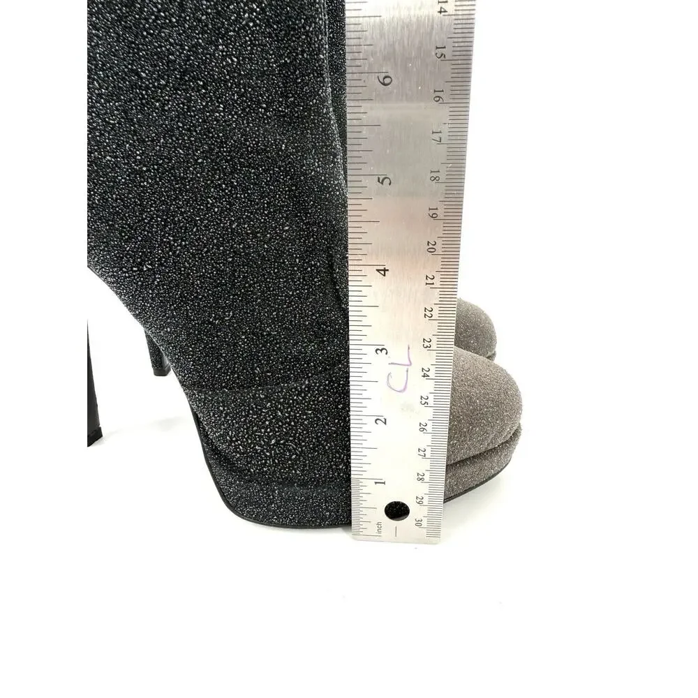 Chanel Bootie EU 40 US 10 Black Gray Leather Sparkle Platform Ankle Boots